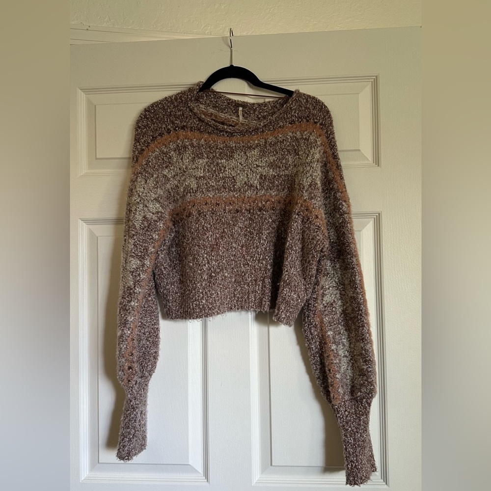 Free People Pink Snowflake Sweater